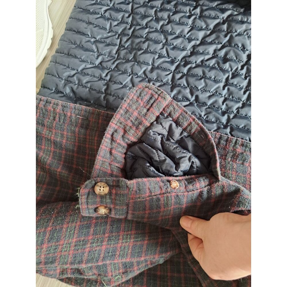 Vtg Plaid Quilted Flannel Jacket Blue & Red Cotton Men's M Shacket Winter Grunge - Picture 11 of 11